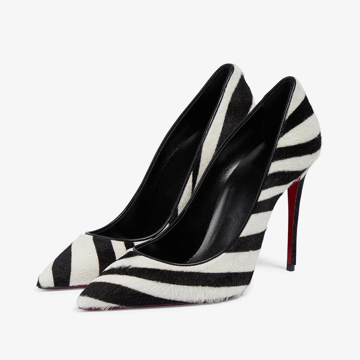 Zebra Print Calf Leather Pumps Stiletto Heel - ARNO CONTI
