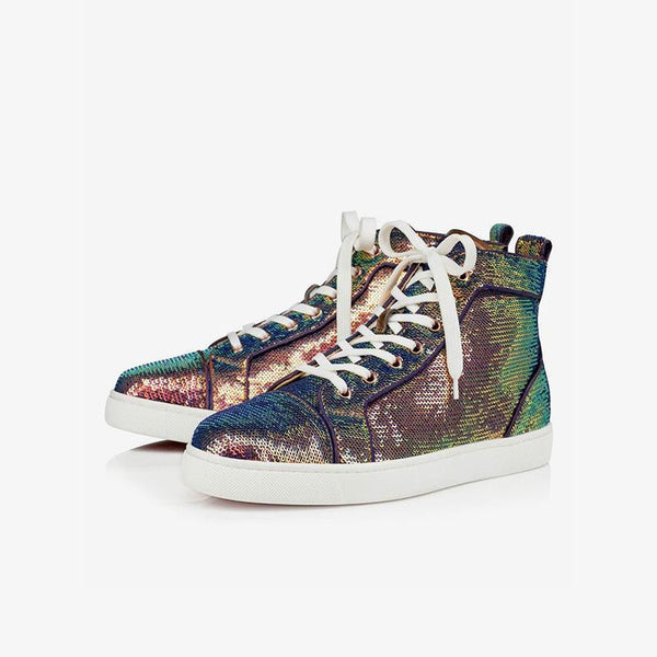 Sequined Leather High Top Sneakers - ARNO CONTI
