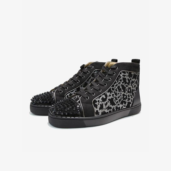 Leopard Men's High Top Sneakers Rivets - ARNO CONTI