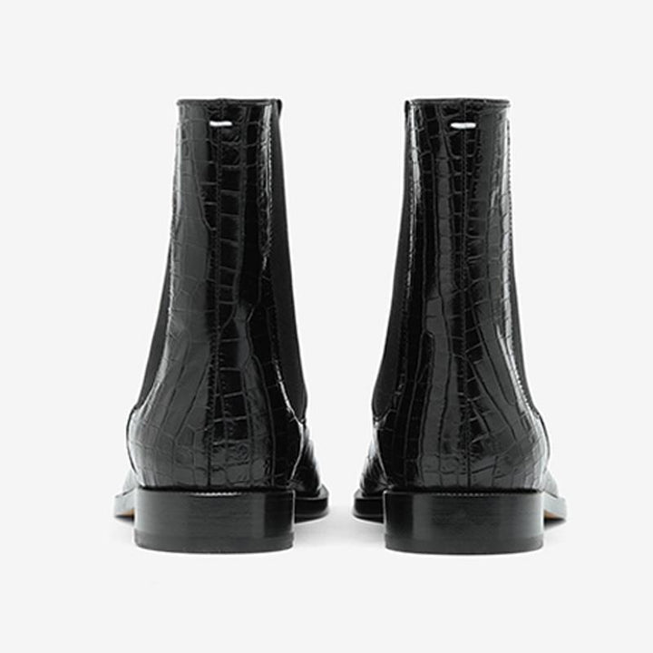 Calf Leather Split-toe Boots with Elastic Inserts - Arno Conti Shoe