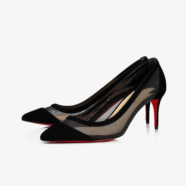 Black Suede Heel Pump - ARNO CONTI