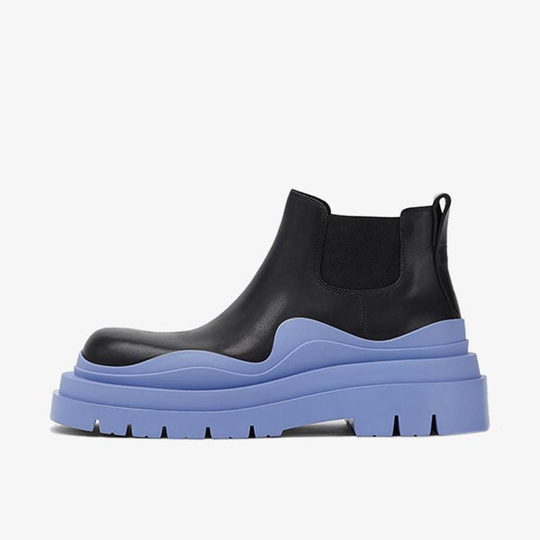 Black/Blue Cropped Chelsea Boots - Arno Conti Shoe