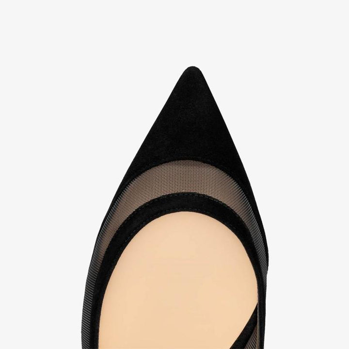 Black Mesh Stiletto with suede Trim - ARNO CONTI