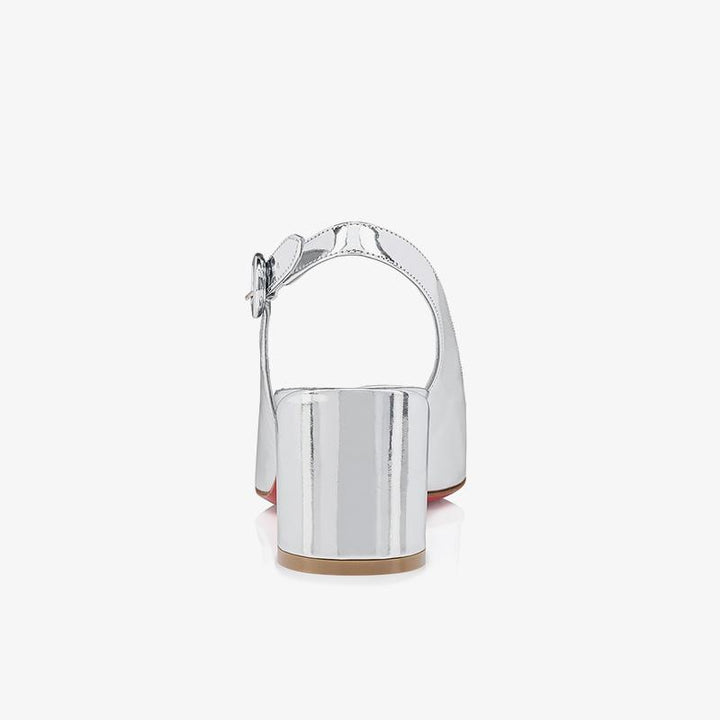 Silver Mirro-Effect Leather Slingback Pumps - ARNO CONTI