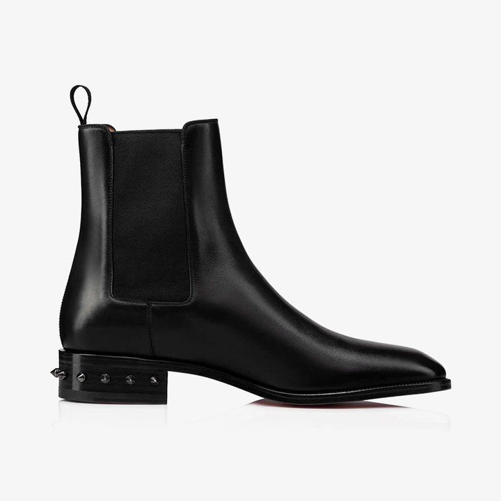 Black Calf Leather Spiked Boot - ARNO CONTI