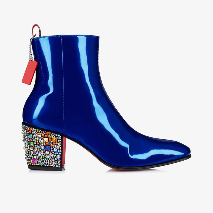 Electric Blue Leather Spike Heel Boot - ARNO CONTI