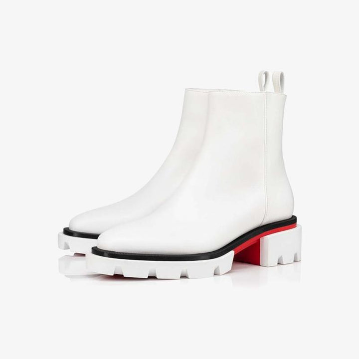 White Lug-Sole Ankle Boot - ARNO CONTI