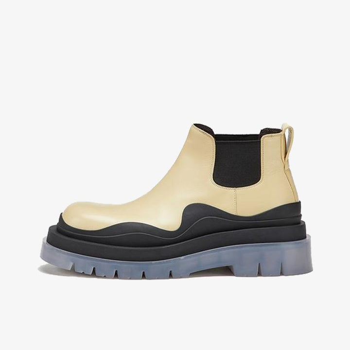 Beige/Black Cropped Chelsea Boots - Arno Conti Shoe