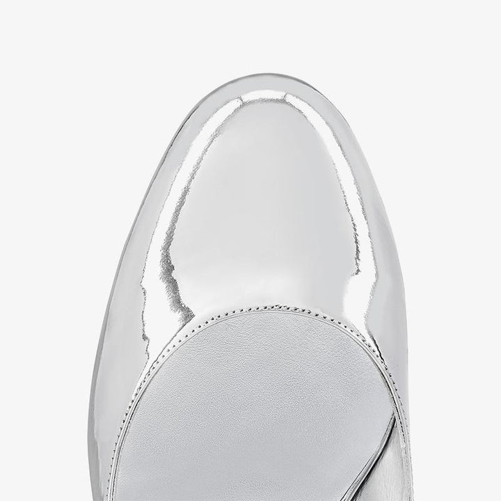 Silver Mirro-Effect Leather Slingback Pumps - ARNO CONTI