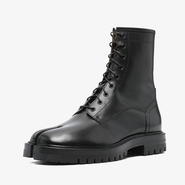 Black Tabi Ankle Boots Lace-Up Fastening - Arno Conti Shoe