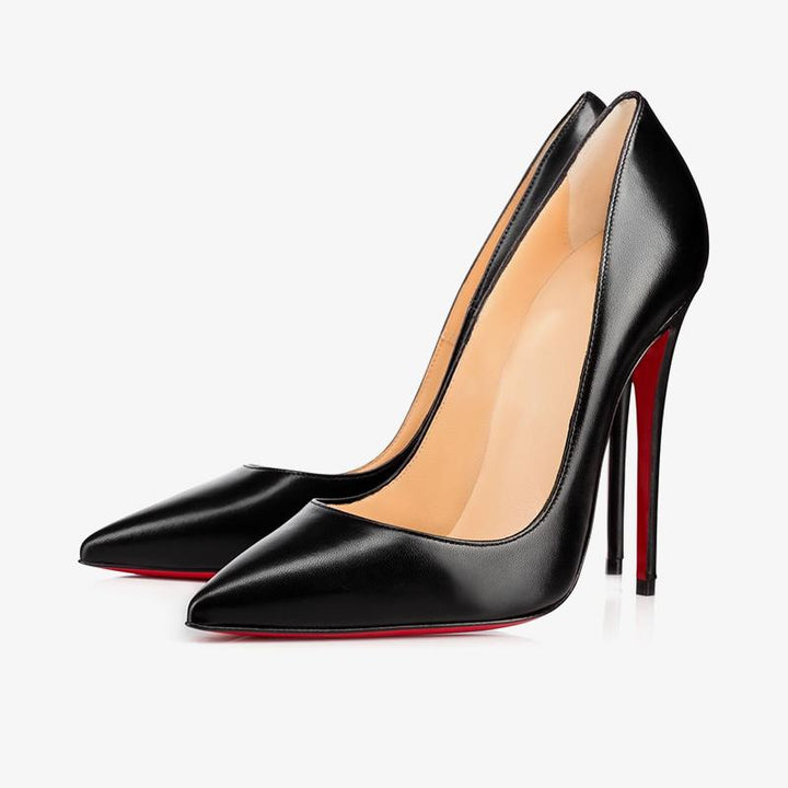 Timeless Black Leather Pumps with 120mm Heel - ARNO CONTI