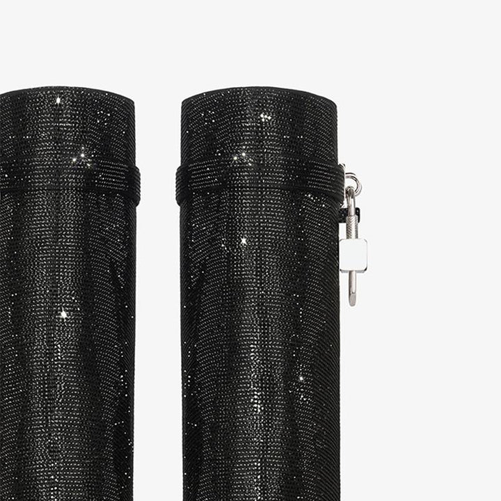 Stunning Black Satin Strass High Boots - Arno Conti Shoe