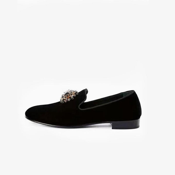 Black rhinestone-embellished Suede Loafers - Arno Conti Shoe