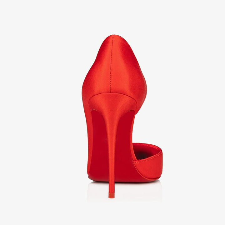 Red Crepe Satin Stiletto Pumps - ARNO CONTI