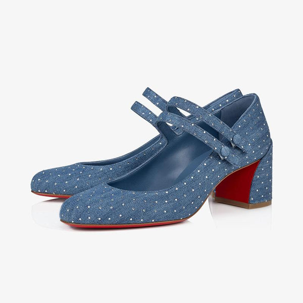 Elegant Denim Blue Pumps Strass - ARNO CONTI