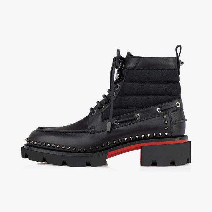 Black Lace-Up Spikes Boot - ARNO CONTI