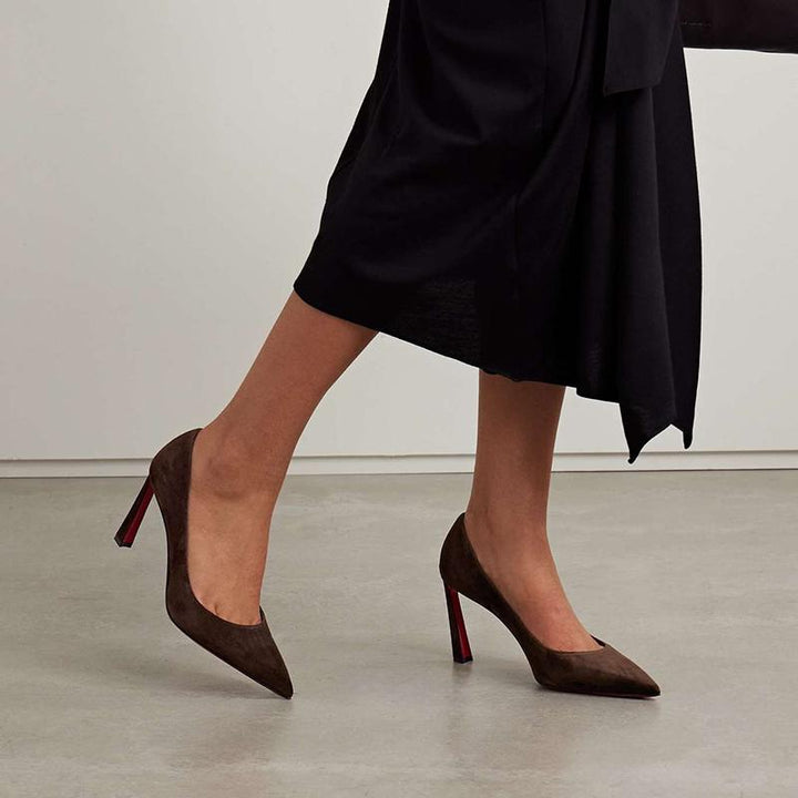 Elegant Dark Brown Suede Pumps - ARNO CONTI