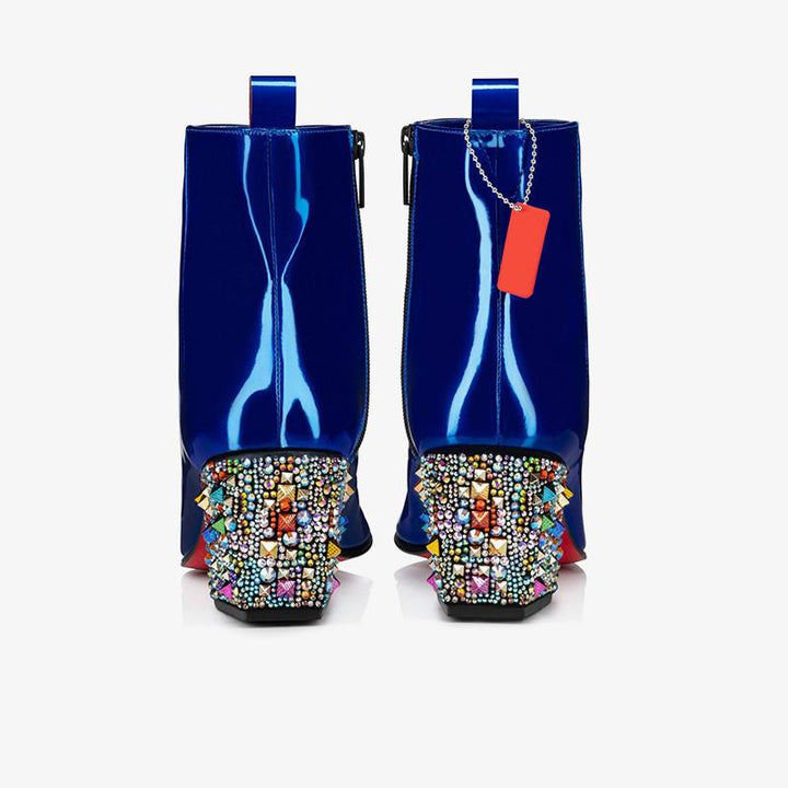 Electric Blue Leather Spike Heel Boot - ARNO CONTI