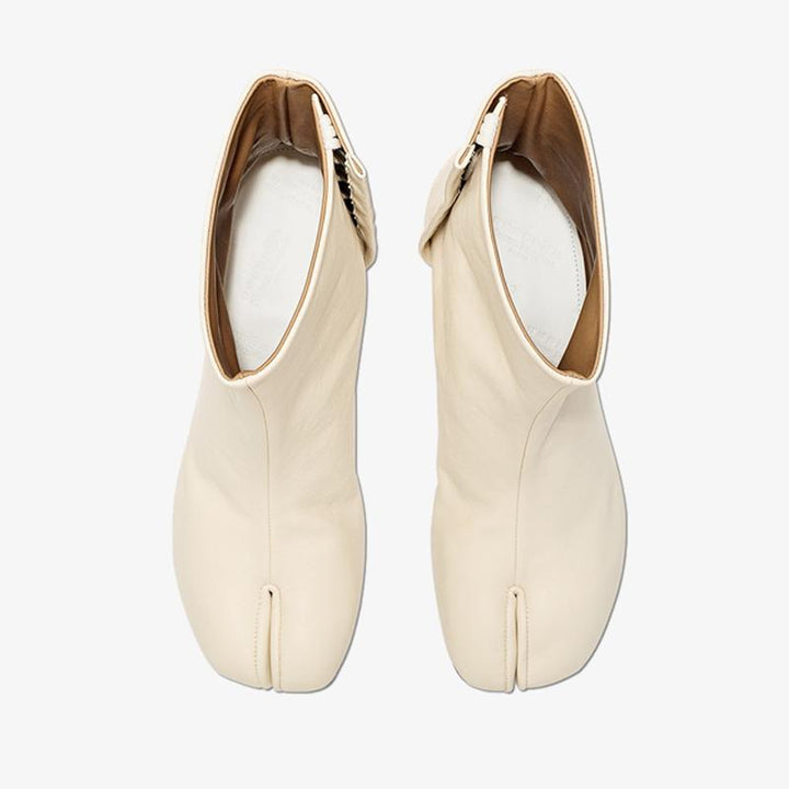 Off-White Calf Leather Tabi Ankle Boots - Arno Conti Shoe