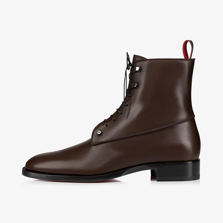 Brown Calf Leather Boot with Grosgrain Trim and Removable Piercing - ARNO CONTI