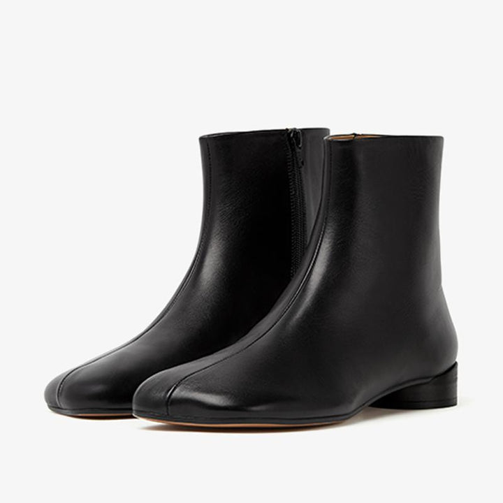 Calf Leather Ankle Boots with Curved Heel - Arno Conti Shoe