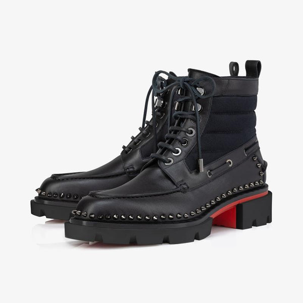 Black Lace-Up Spikes Boot - ARNO CONTI