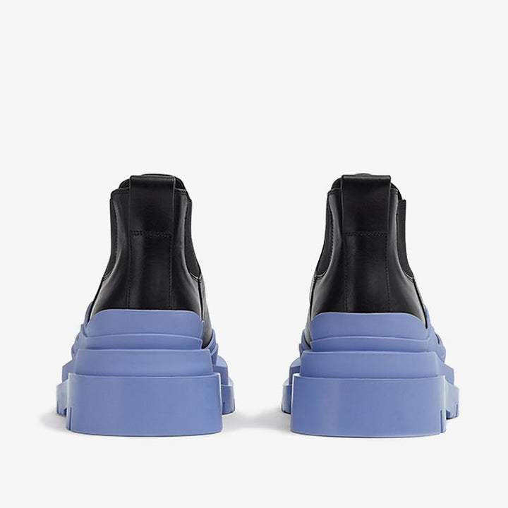 Black/Blue Cropped Chelsea Boots - Arno Conti Shoe
