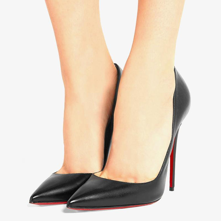 Timeless Black Leather Pumps with 120mm Heel - ARNO CONTI