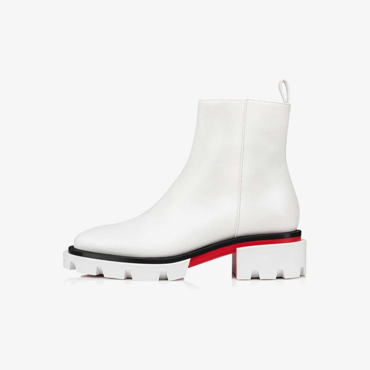 White Lug-Sole Ankle Boot - ARNO CONTI