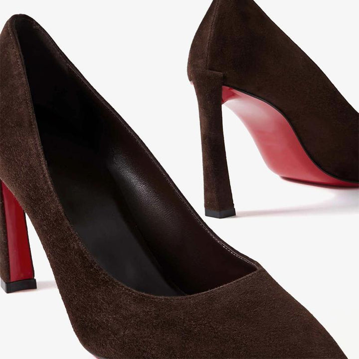 Elegant Dark Brown Suede Pumps - ARNO CONTI