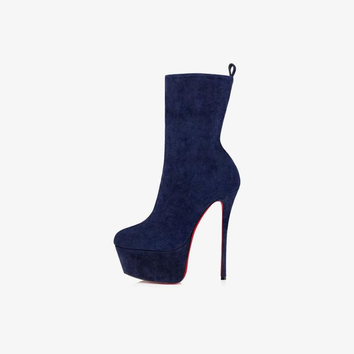 Deep Blue Suede Platform Heels 140mm Heel - ARNO CONTI