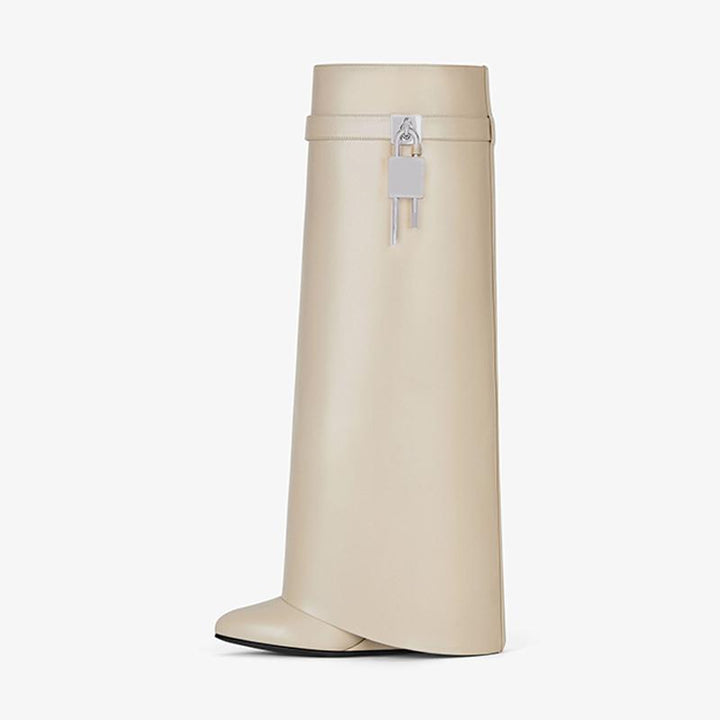 Classic Natural Beige Calfskin High Boots - Arno Conti Shoe