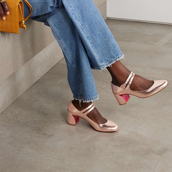 Rose Gold Leather Pumps with 60 mm - ARNO CONTI