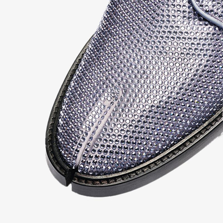 Light Blue Split-toe Rhinestone Lace-up Shoes - Arno Conti Shoe