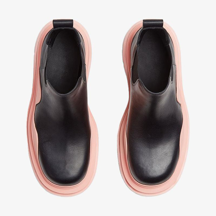 Black/Pink Cropped Chelsea Boots - Arno Conti Shoe