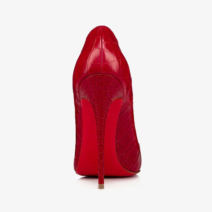 Red Embossed Crocodile Print Pump - ARNO CONTI