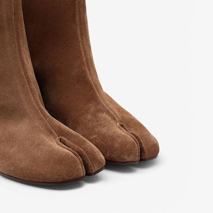 Suede Tabi Split-Toe Boots Cylindrical Heel - Arno Conti Shoe