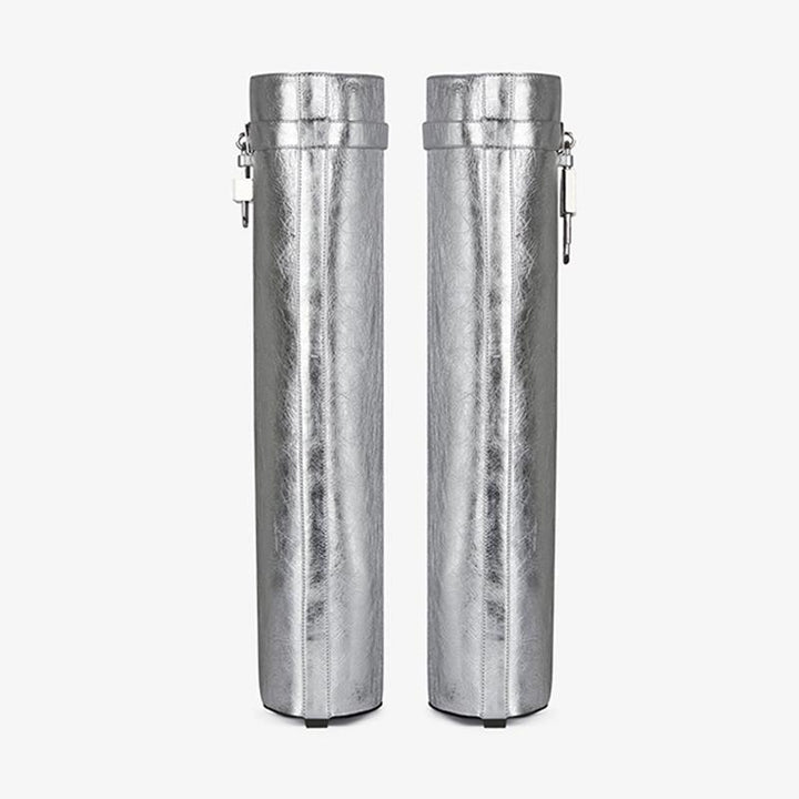 Sleek Silvery High Boots - Arno Conti Shoe