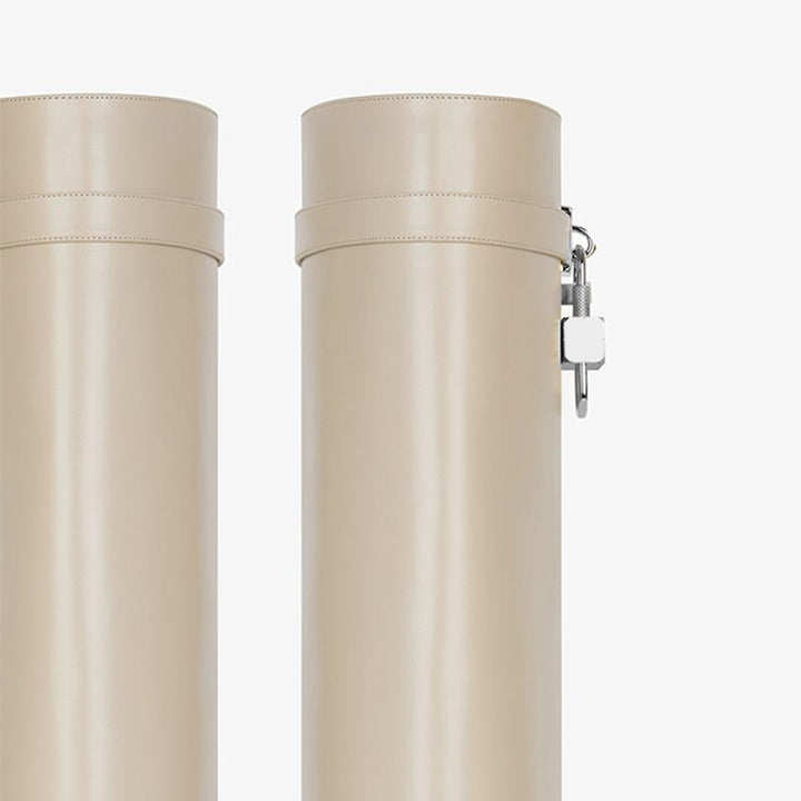 Classic Natural Beige Calfskin High Boots - Arno Conti Shoe