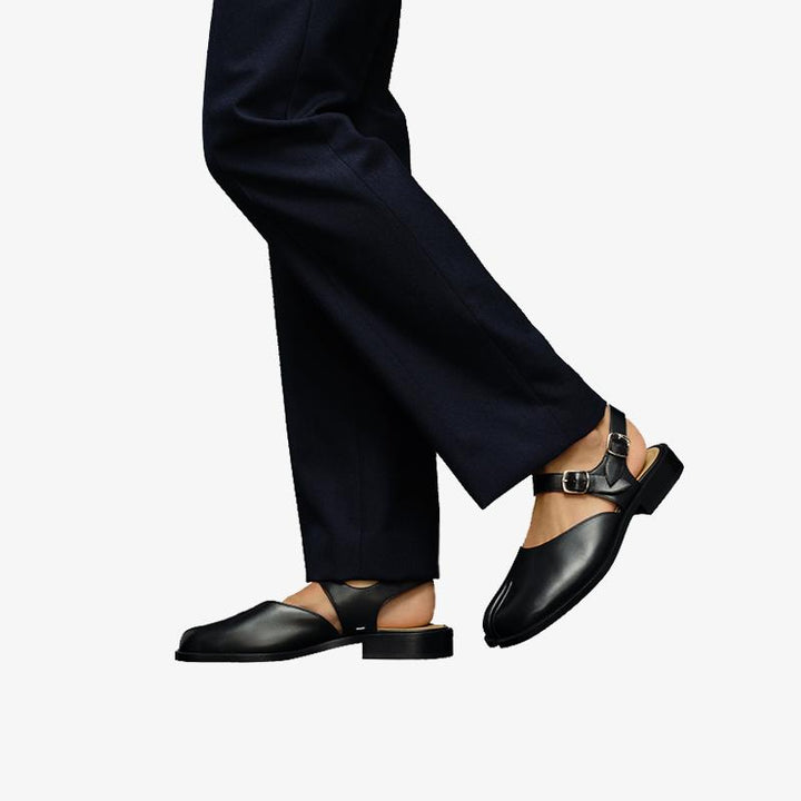 Double Strap Split-Toe Leather Sandals - ARNO CONTI