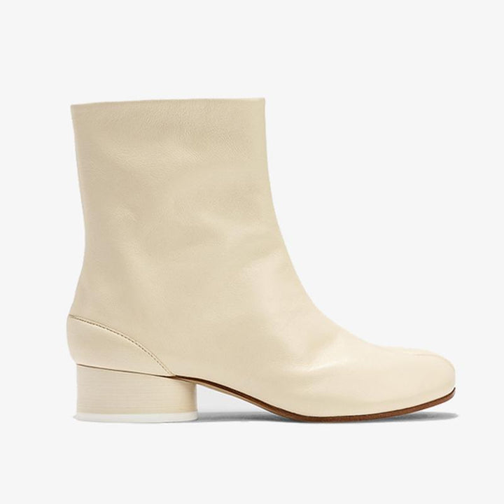 Off-White Calf Leather Tabi Ankle Boots - Arno Conti Shoe