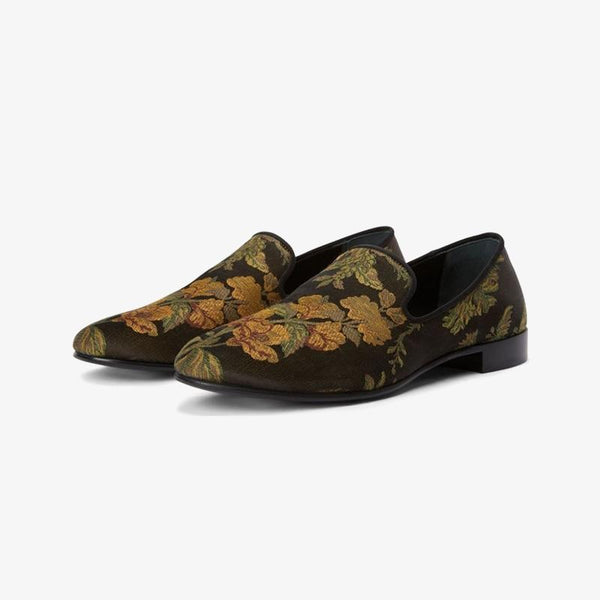 Multicolour Floral-Embroidered Slip-On Loafers - Arno Conti Shoe