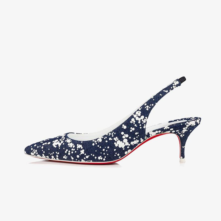 White Speckled Blue Denim Pump - ARNO CONTI