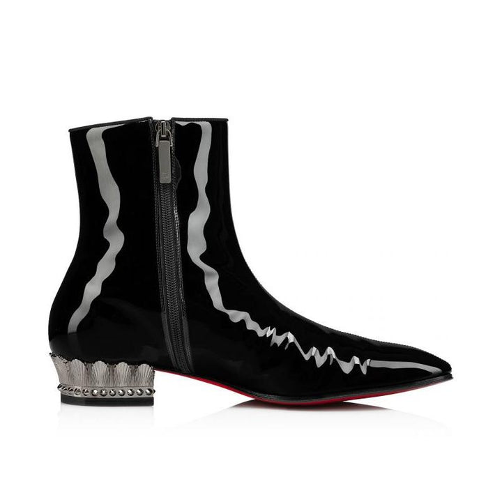 Black Patent Leather Spikes Boot - ARNO CONTI