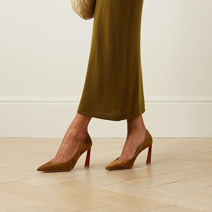Tan Suede Pointed Toe Pump - ARNO CONTI