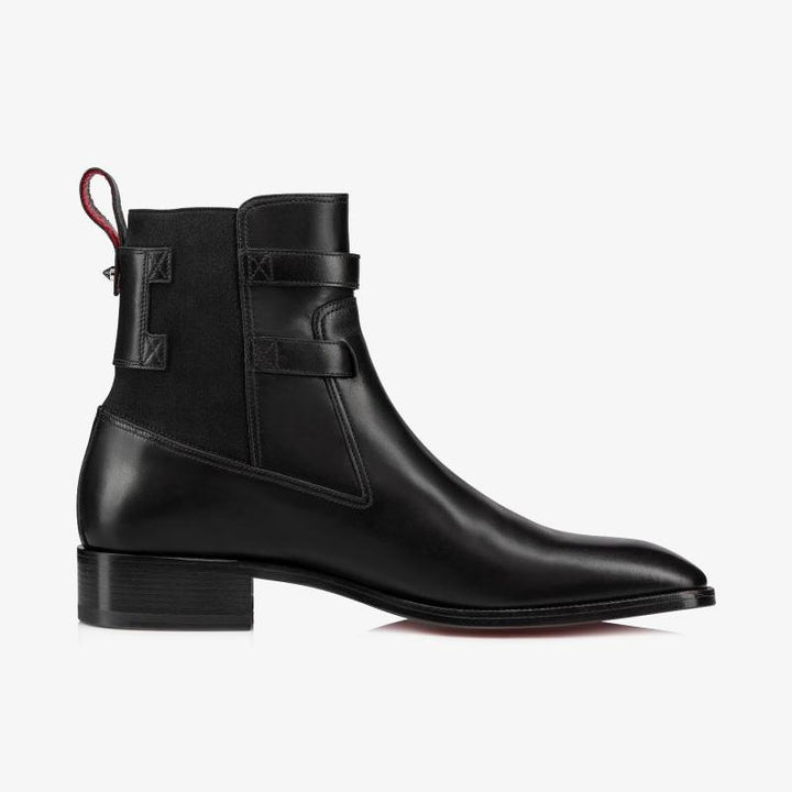 Black Calf Leather Ankle Boot with Buckle - ARNO CONTI
