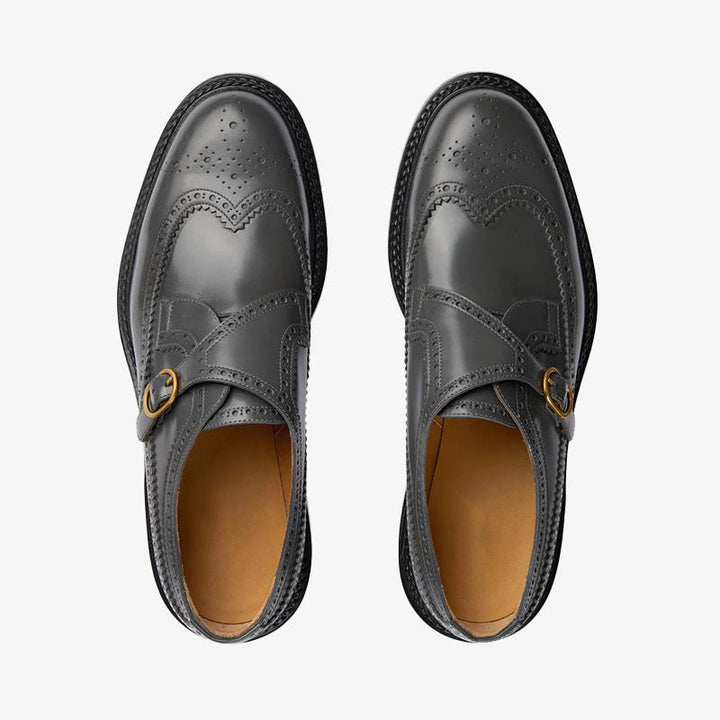 Dark Grey Leather Shoes with Gold Buckle - Arno Conti Shoe
