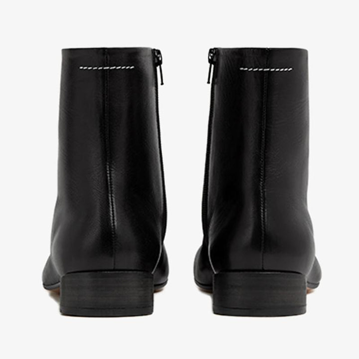 Calf Leather Ankle Boots with Curved Heel - Arno Conti Shoe