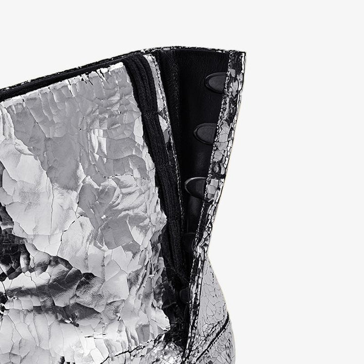 Broken Mirror Finish Split-Toe Boots 30mm Heel - Arno Conti Shoe