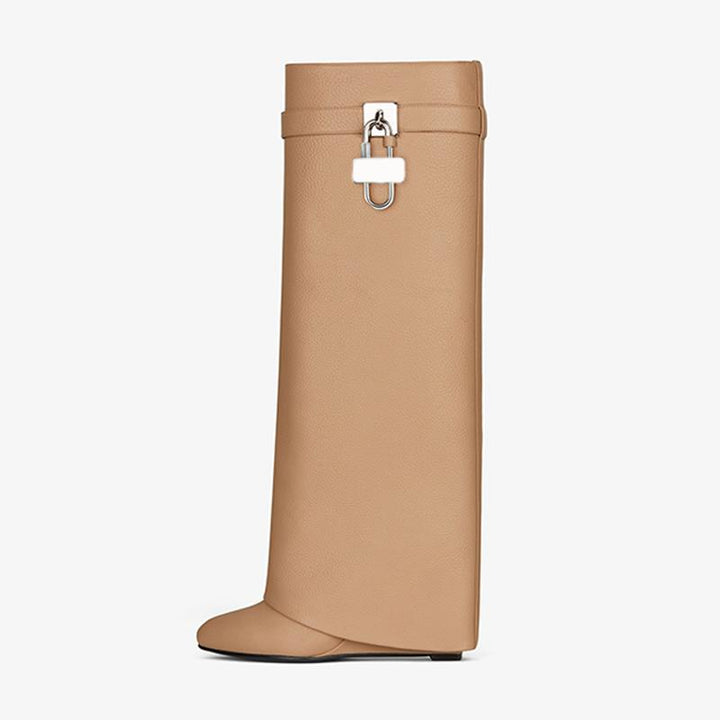 Sophisticated Beige Calfskin High Boots - Arno Conti Shoe